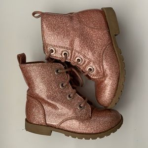 Rose Gold Glitter combat boot